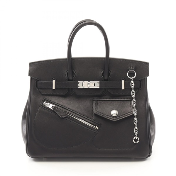 HERMES Birkin 25 Lock Handbag volupt leather Black Used Women SHW W