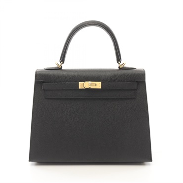 HERMES Kelly 25 Handbag 038416CC Epsom leather Black Used Women W GHW