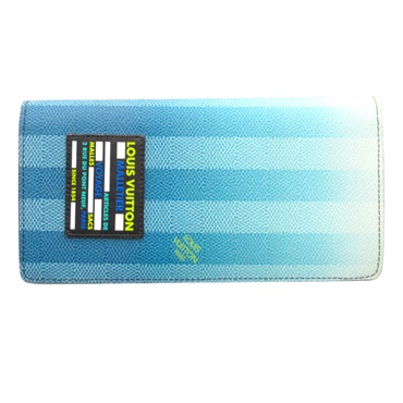 LOUIS VUITTON Portefeuille Brazza ZIP Wallet M81318 Damier stripe canvas Blue LV