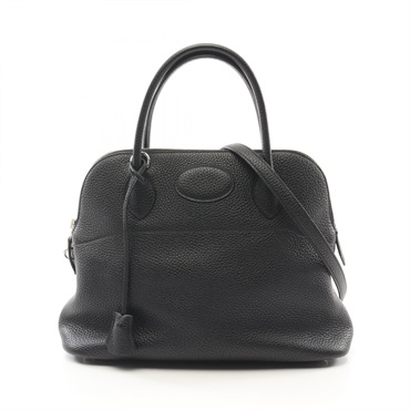 HERMES Bolide31 2way shoulder Handbag Clemence leather Black Used Women T SHW