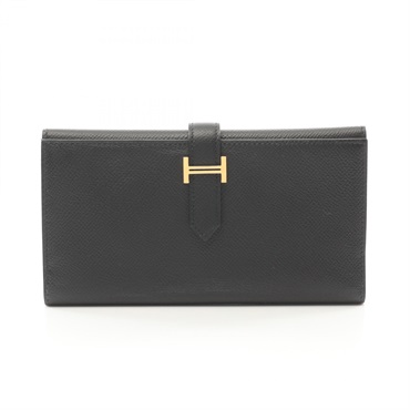 HERMES Bearn Dupri Tri-fold long wallet Epsom Epsom Black Used Women