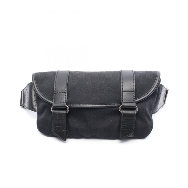 GUCCI GG canvas Waist Belt bag 145851 canvas leather Black Used unisex