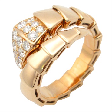 BVLGARI Serpenti Diamond Ring 18KPG Pink Rose Gold Used women US size 7 #54