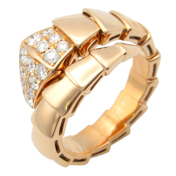 BVLGARI Serpenti Diamond Ring 18KPG Pink Rose Gold Used women US size 7 #54
