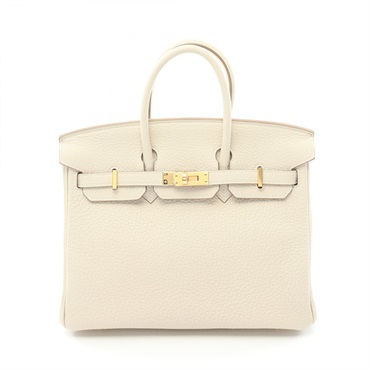 HERMES Birkin 25 Hand bag W Togo leather White Craie GHW