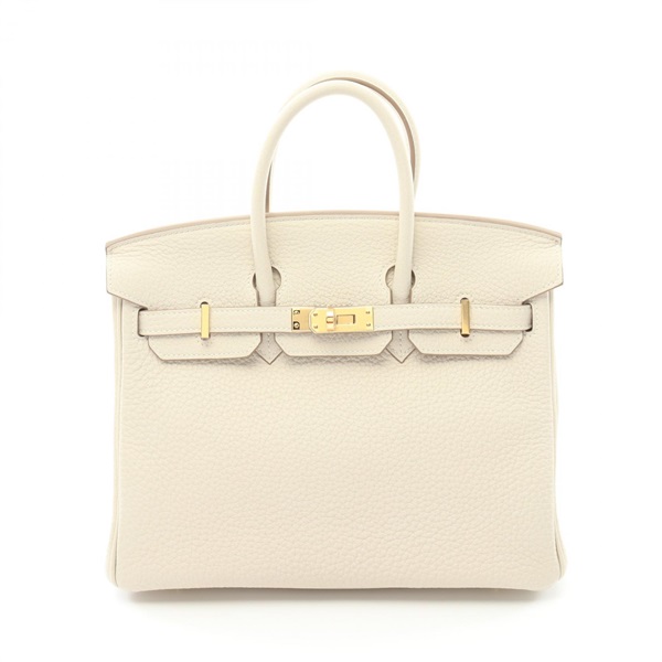 HERMES Birkin 25 Hand bag W Togo leather White Craie GHW