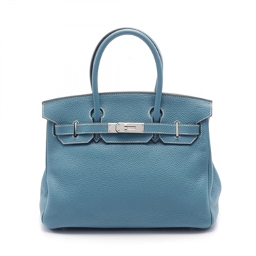 HERMES Birkin 30 Hand bag N Togo leather Blue jean Used SHW