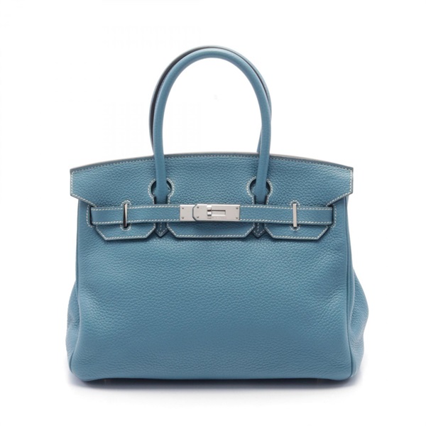 HERMES Birkin 30 Hand bag N Togo leather Blue jean Used SHW