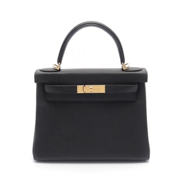 HERMES Kelly 28 Hand bag U Inside stitched Togo leather TBlack Used GHW
