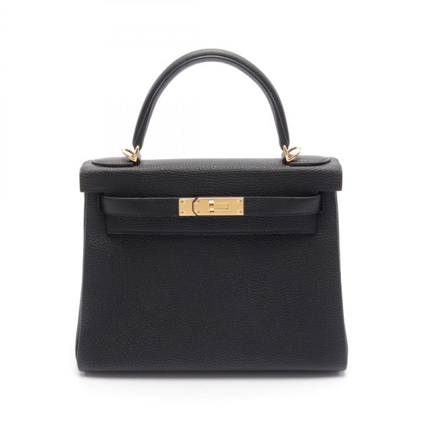 HERMES Kelly 28 Hand bag U Inside stitched Togo leather TBlack Used GHW