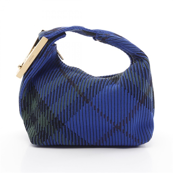 BURBERRY Mini Peg Duffle Bag Handbag 8082419 Knit Fabric Blue Green Used Women