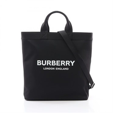 BURBERRY ECONYL 2way shoulder Tote Bag 8026233 Nylon Black Used unisex logo