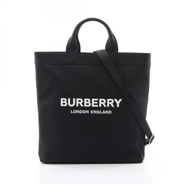 BURBERRY ECONYL 2way shoulder Tote Bag 8026233 Nylon Black Used unisex logo
