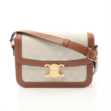 CELINE Classic Triomphe Shoulder crossbody Bag 191242FDT02NT canvas leather tan