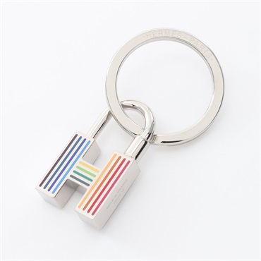 HERMES Quiz Rainbow Cadena key ring holder 077309FP metal Silver Multicolor
