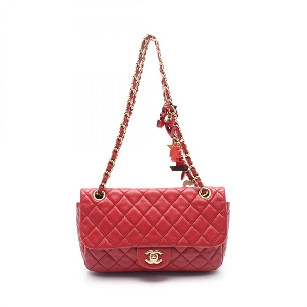 CHANEL Matelasse Valentine Series chain Shoulder Bag A49199 Lambskin Red GHW