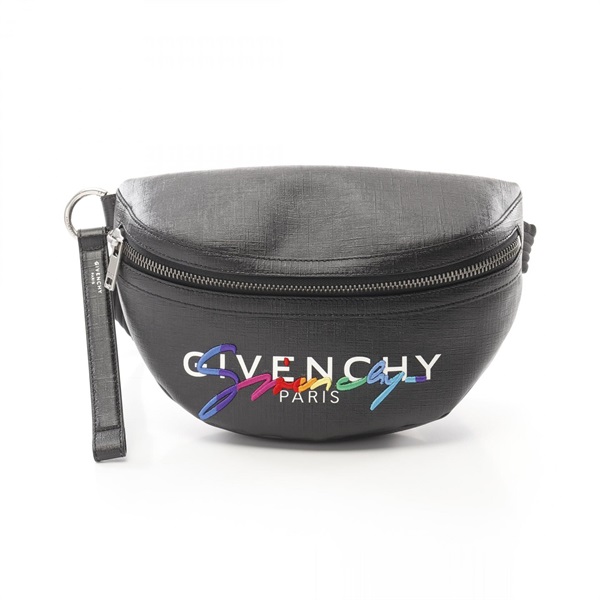 GIVENCHY Rainbow logo Waist bag Crossbody PVC coated canvas Black Used mens