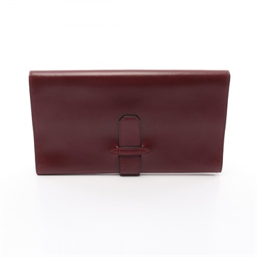 HERMES Business clutch bag Box calf leather Bordeaux Used Women H