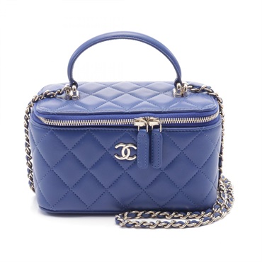 CHANEL Matelasse chain Shoulder crossbody vanity Bag AP2199 Lambskin Blue GHW