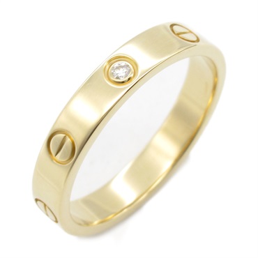 CARTIER Love mini 1P Diamond Ring 18KYG Yellow Gold Used unisex US size 8.25 #58