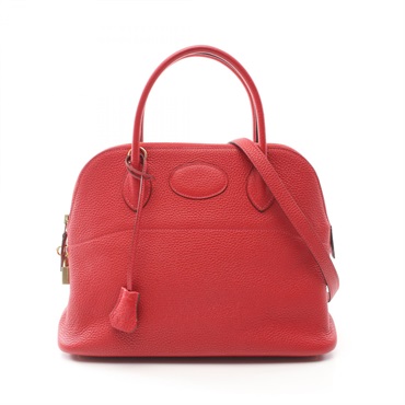 HERMES Bolide31 Rujuku Handbag Taurillon Clemence Red Used Women