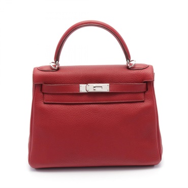 HERMES Kelly 28 Hand bag L 030931CK Togo leather rouge garance Used GHW