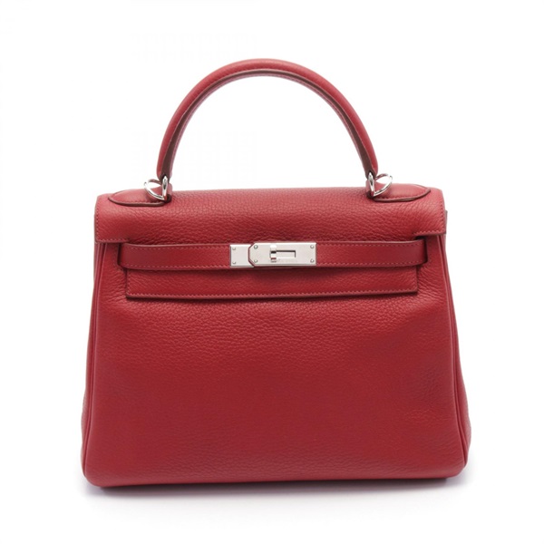 HERMES Kelly 28 Hand bag L 030931CK Togo leather rouge garance Used GHW