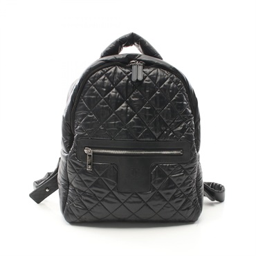 CHANEL Cococoon Rucksack Backpack bag A92559 Nylon leather Black Used SHW