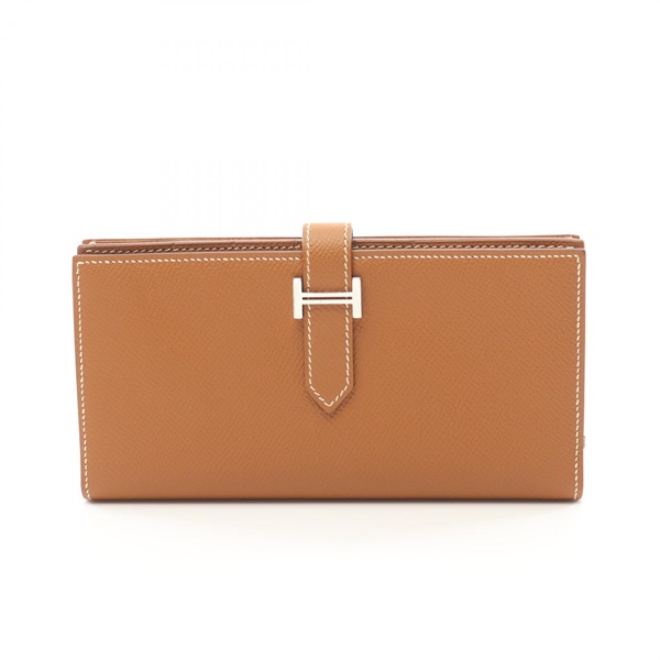 HERMES Bearn Soufflet Bifoldpurse 039785CK Epsom leather Brown Gold Used O SHW
