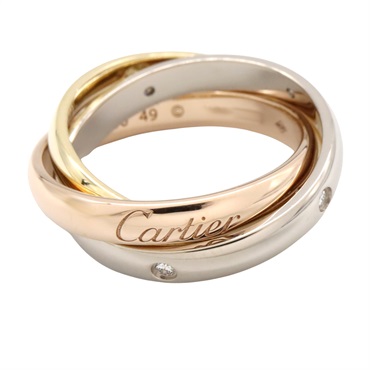 CARTIER Trinity Ring 5P Diamond 18KYG 18KPG 18KWG Three gold used US size 5 #49
