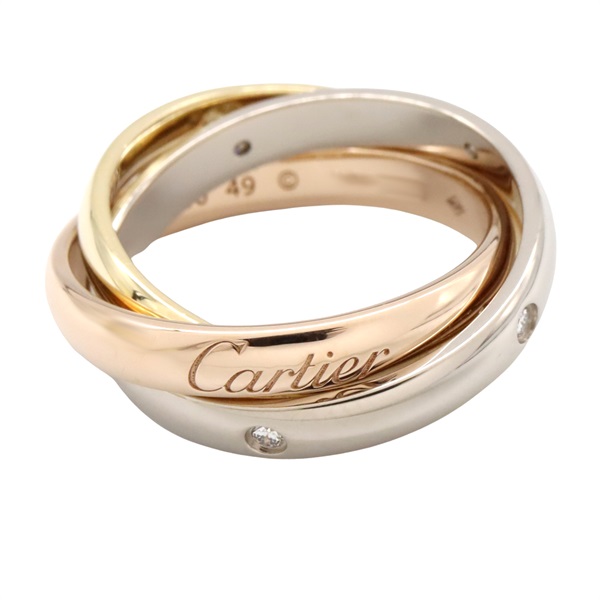 CARTIER Trinity Ring 5P Diamond 18KYG 18KPG 18KWG Three gold used US size 5 #49