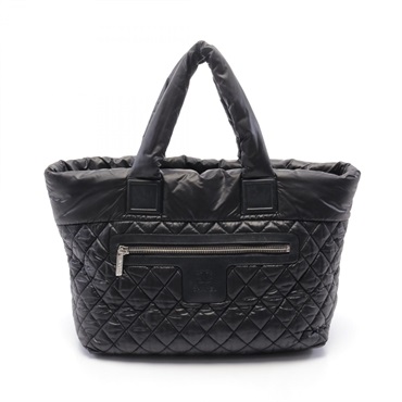 CHANEL Coco Cocoon MM Tote Bag A48611 Nylon leather Black Used SHW