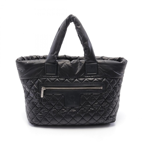 CHANEL Coco Cocoon MM Tote Bag A48611 Nylon leather Black Used SHW