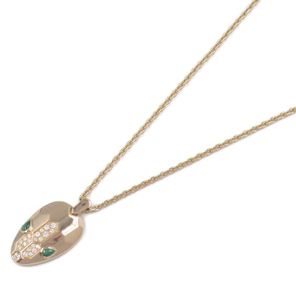 BVLGARI Serpenti Malachite Diamond Necklace 18KPG Pink Rose Gold Used women