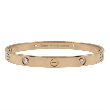 CARTIER Love 4P Diamond Bracelet 18KPG Pink Rose Gold Used Women #18
