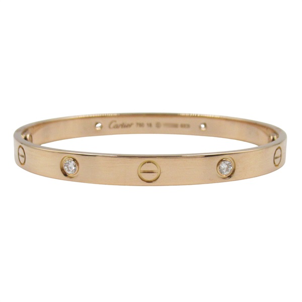 CARTIER Love 4P Diamond Bracelet 18KPG Pink Rose Gold Used Women #18