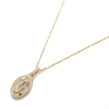 CARTIER Logo Double C Necklace Diamond 18KPG Pink Rose Gold Used women Pendant