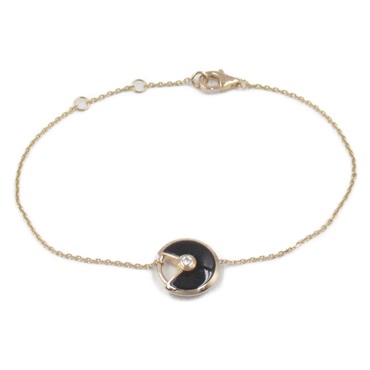 CARTIER Amulet Bracelet Onyx Diamond Bracelet 18KPG Rose Gold Black Used Women