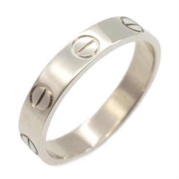 CARTIER Mini Love Ring 18KWG White Gold Used unisex US size 5.25 #50