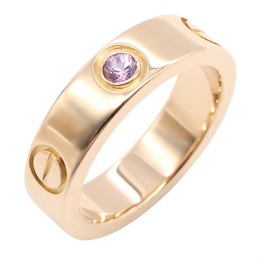 CARTIER Love ring Pink sapphire 18KPG Rose Gold Used women US size 5.75 #51
