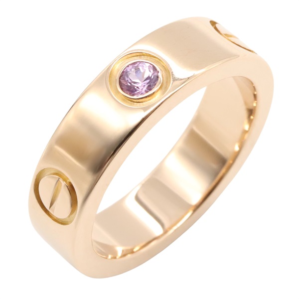 CARTIER Love ring Pink sapphire 18KPG Rose Gold Used women US size 5.75 #51