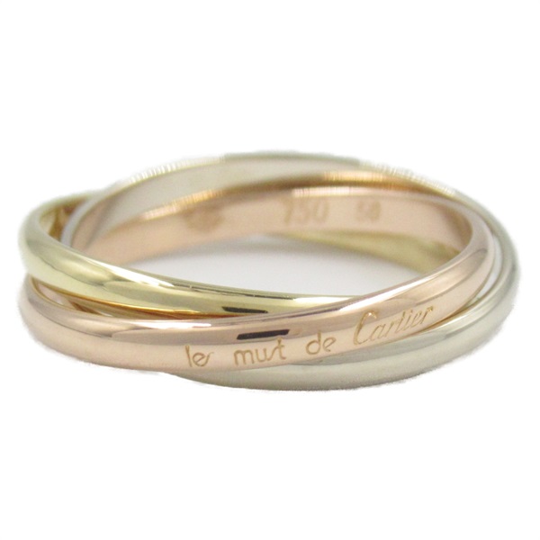 CARTIER Trinity Ring 18KYG RG WG Yellow White Rose Gold used US size 5.25 #50