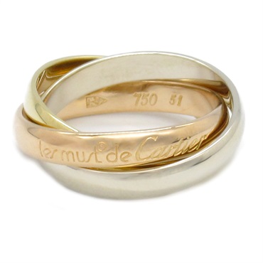 CARTIER Trinity Ring 18KYG RG WG Yellow White Rose Gold used US size 5.75 #51