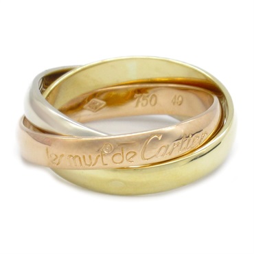 CARTIER Trinity Ring 18KYG RG WG Yellow White Rose Gold used US size 4.75 #49