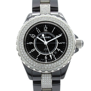 CHANEL J12 1.3 bezel diamond Wrist Watch H1338 Quartz ceramic Used Women CC Coco