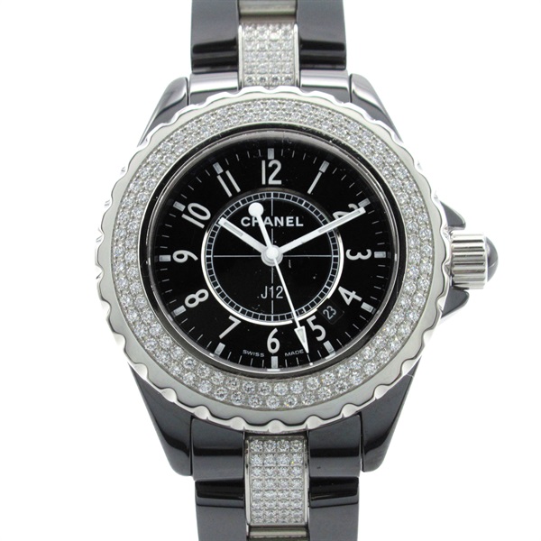 CHANEL J12 1.3 bezel diamond Wrist Watch H1338 Quartz ceramic Used Women CC Coco