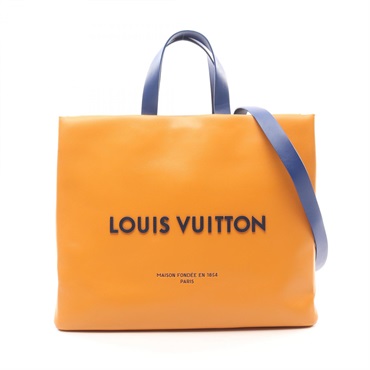 LOUIS VUITTON Shopper 2way Shoulder Tote MM Bag M24457 leather Orange Used LV
