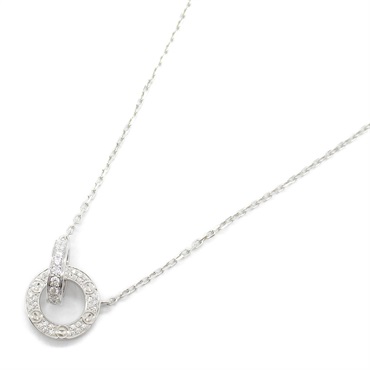 CARTIER Love Circle Necklace Pavé Diamond 18KWG White Gold Used women
