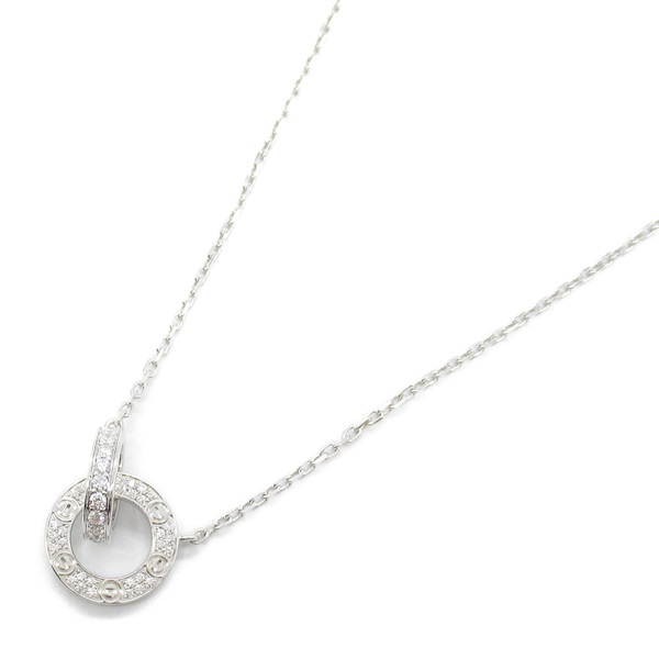 CARTIER Love Circle Necklace Pavé Diamond 18KWG White Gold Used women