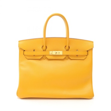 HERMES Birkin 35 Handbag Epsom leather Yellow Jaune dor Used Women F GHW